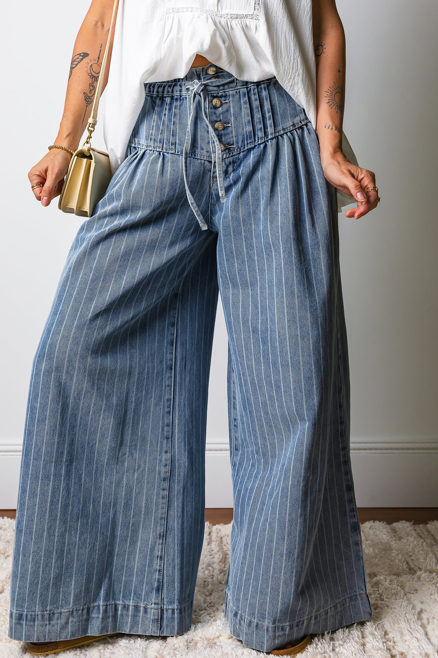 Drawstring Wide Leg Jeans