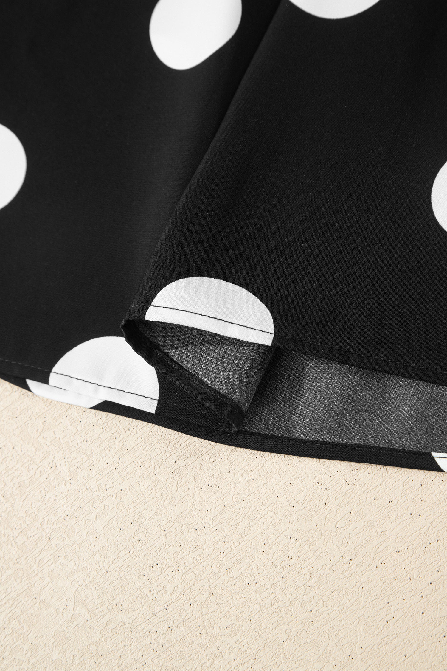 Black Polka Dot Print Pleated Round Neck Tank Casual Wide Leg Two-Piece Outfit