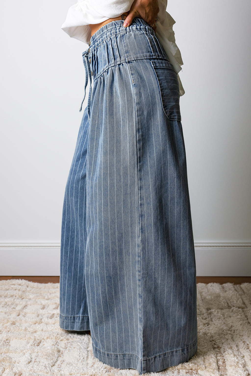 Drawstring Wide Leg Jeans