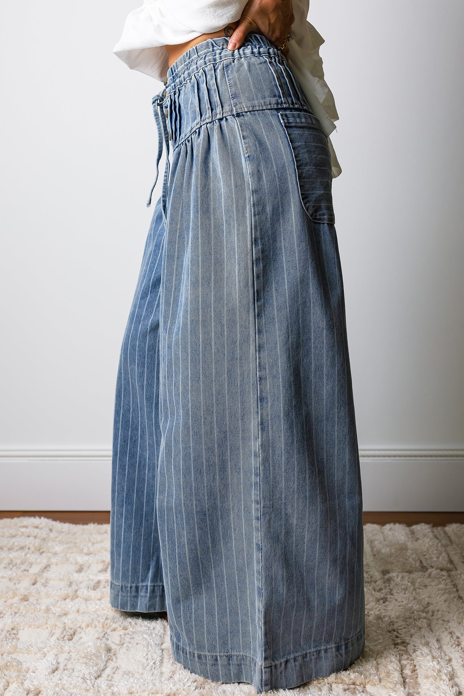 Drawstring Wide Leg Jeans
