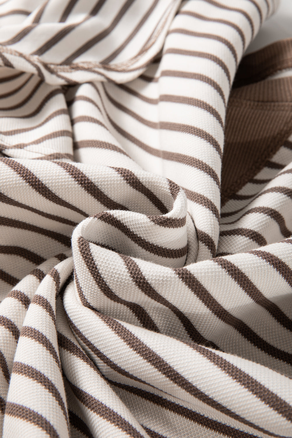 Sachet Pink Striped Ruffle Sleeve Round Neck Top