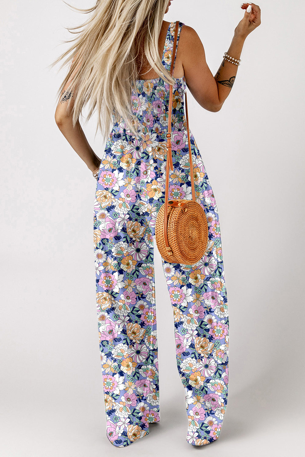 Flowy Wide Leg Floral Jumpsuit