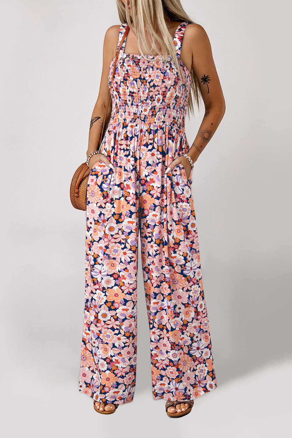 Flowy Wide Leg Floral Jumpsuit