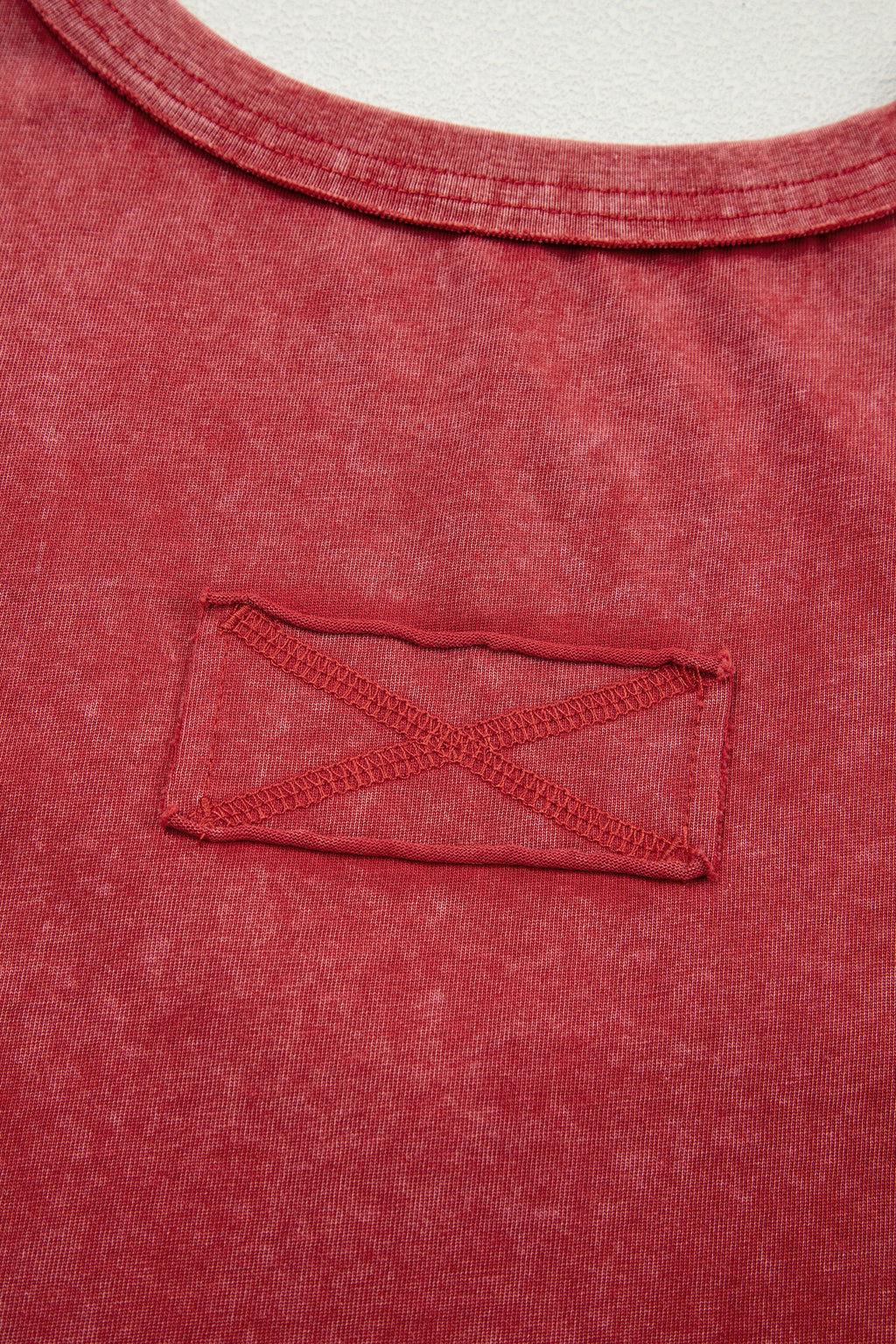 Rose Red Mineral Wash V Neck Tank Top