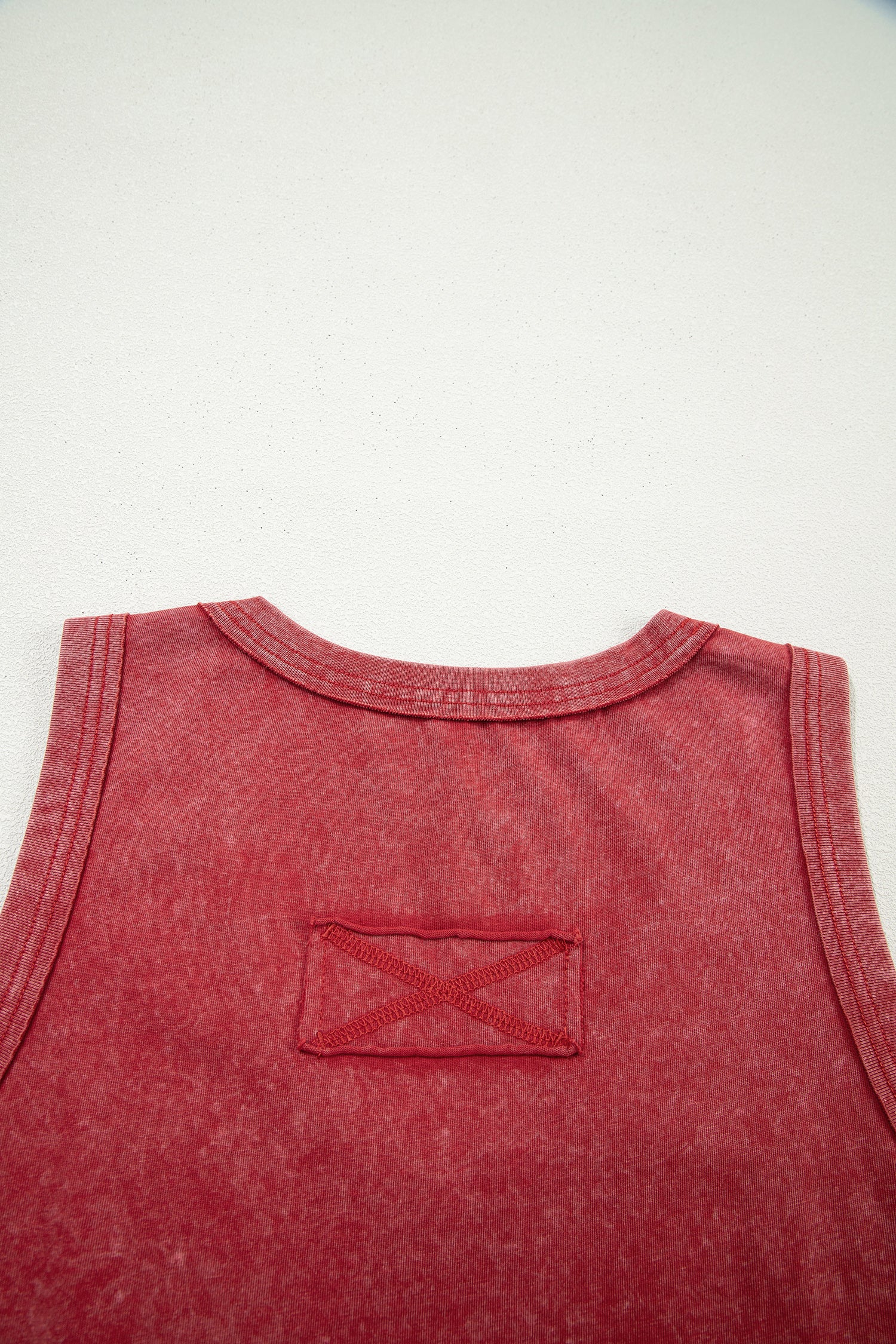 Rose Red Mineral Wash V Neck Tank Top