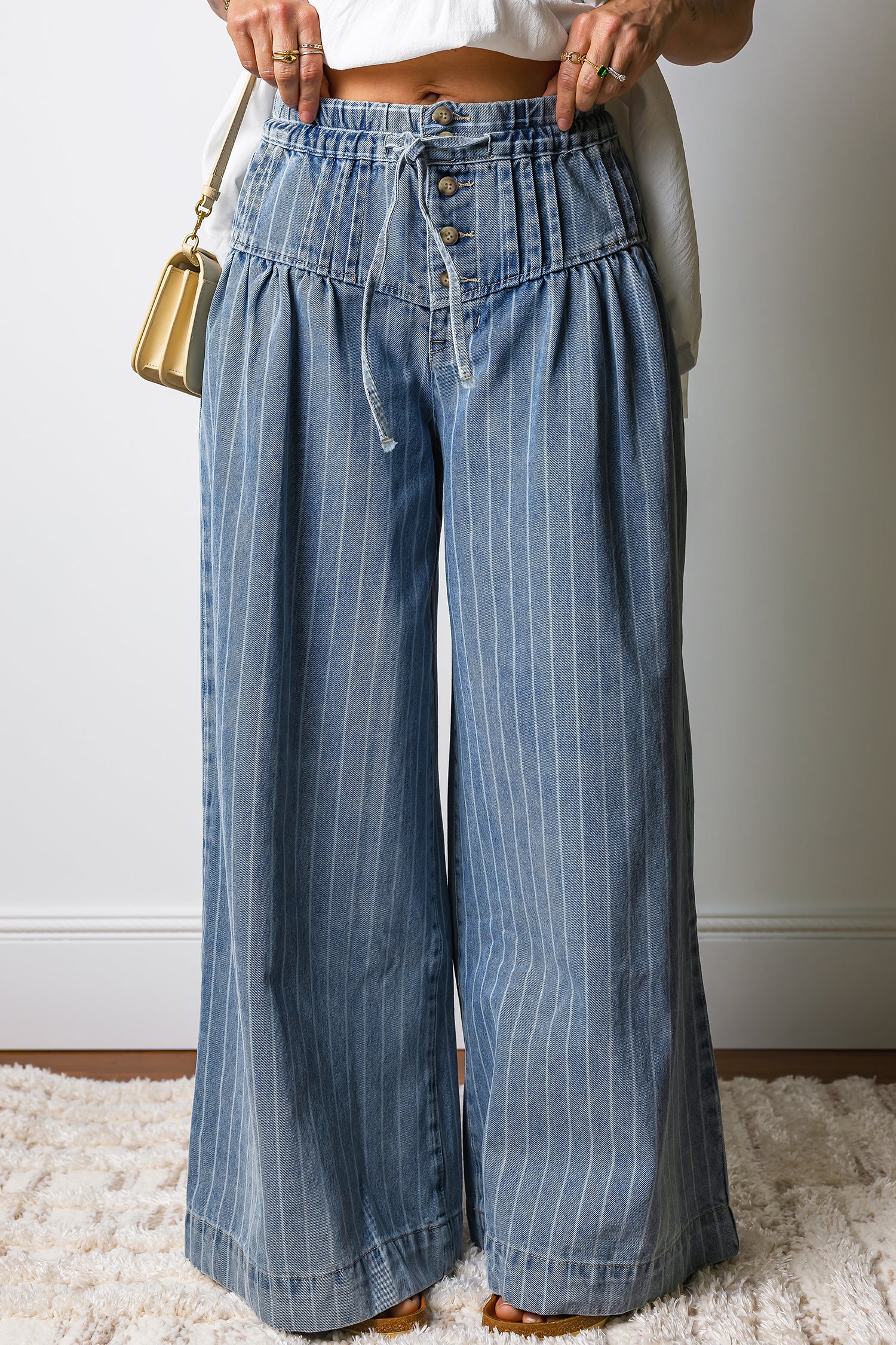 Drawstring Wide Leg Jeans