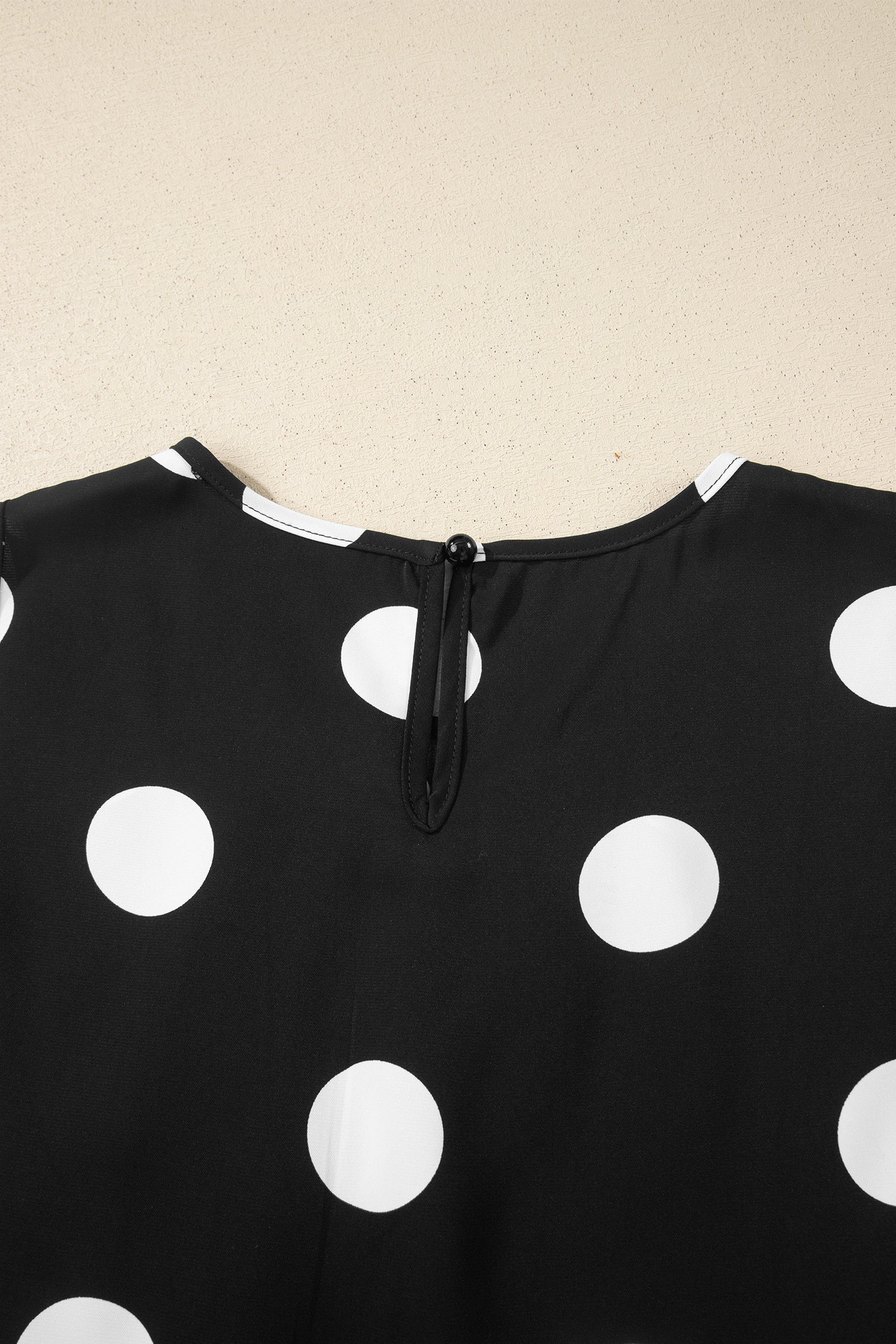 Black Polka Dot Print Pleated Round Neck Tank Casual Wide Leg Two-Piece Outfit