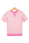 Sachet Pink Striped Ruffle Sleeve Round Neck Top