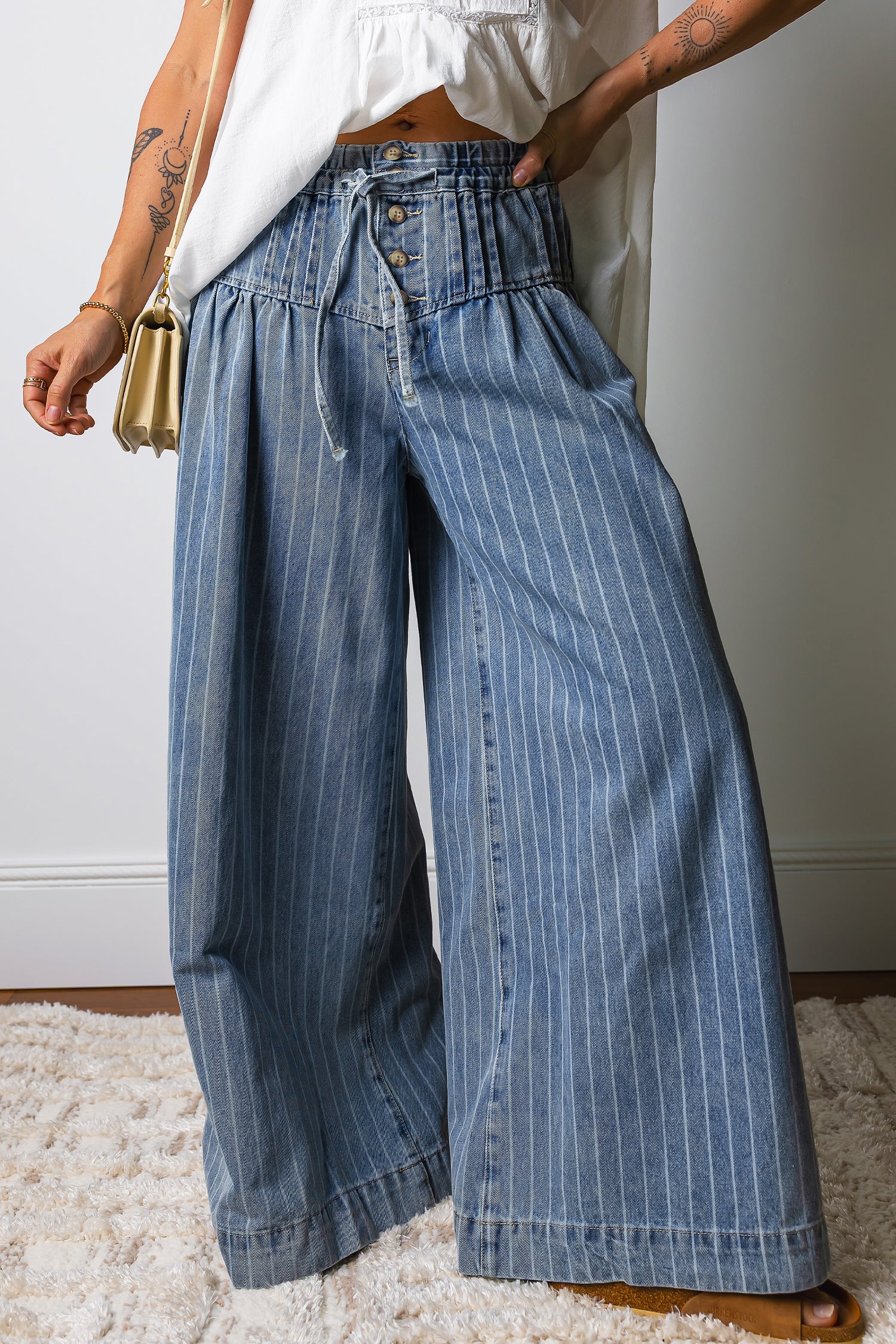 Drawstring Wide Leg Jeans