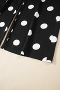 Black Polka Dot Print Pleated Round Neck Tank Casual Wide Leg Two-Piece Outfit