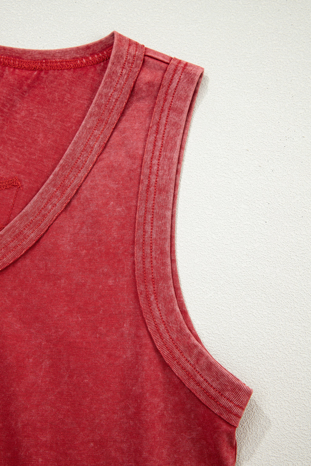 Rose Red Mineral Wash V Neck Tank Top