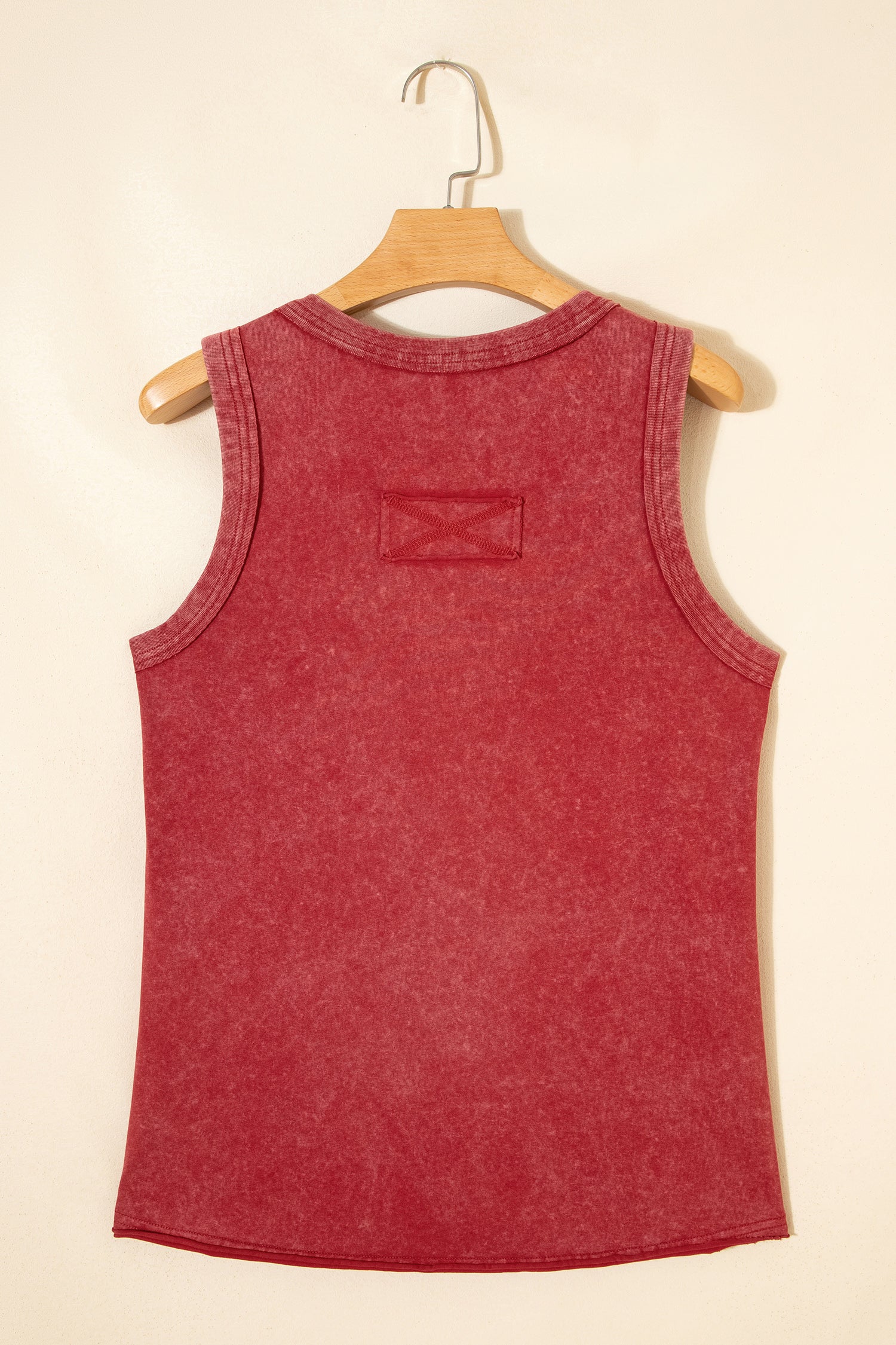 Rose Red Mineral Wash V Neck Tank Top