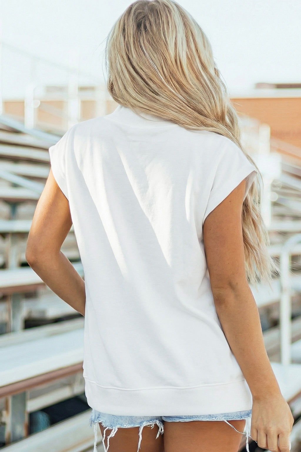 High Neck Cap Sleeve Loose Top