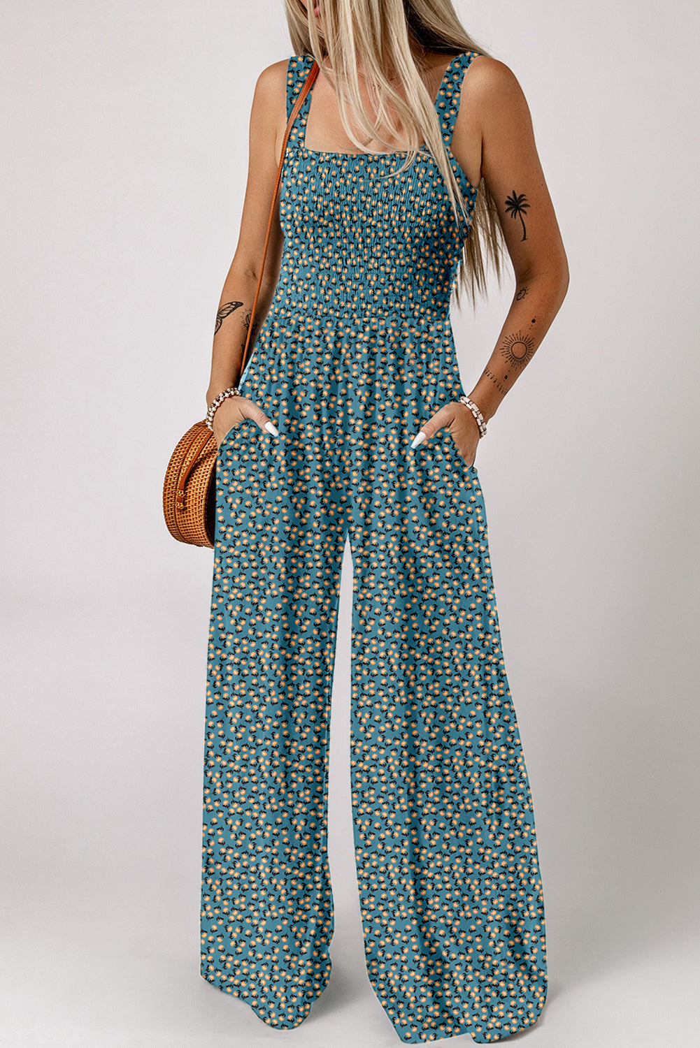 Flowy Wide Leg Floral Jumpsuit