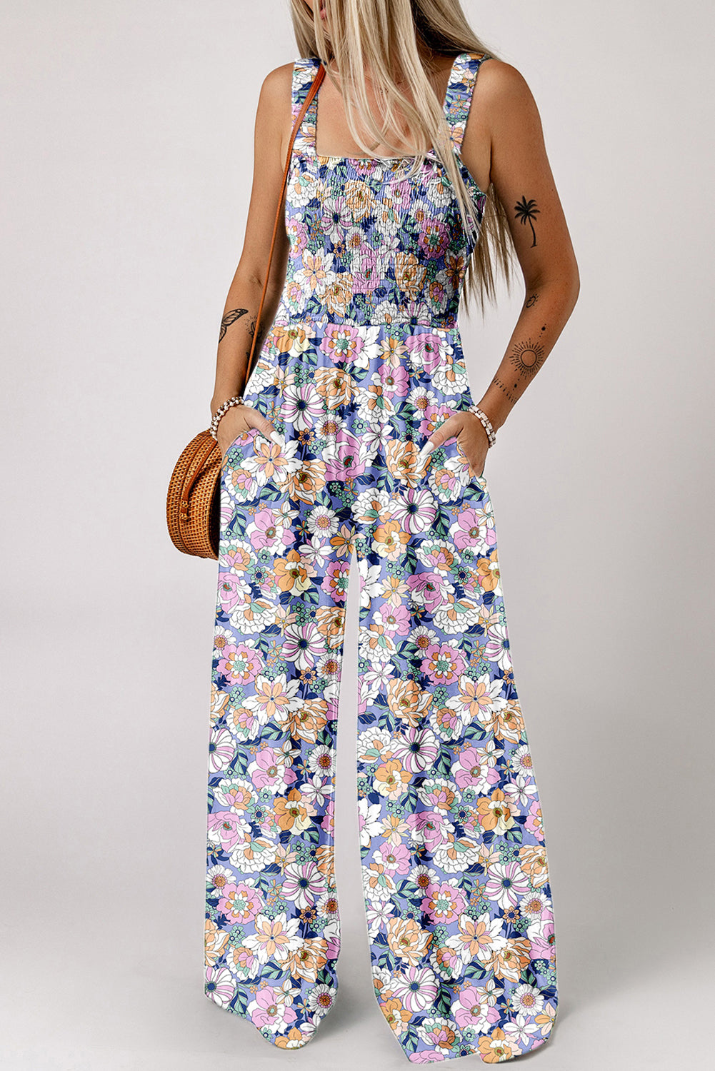 Flowy Wide Leg Floral Jumpsuit
