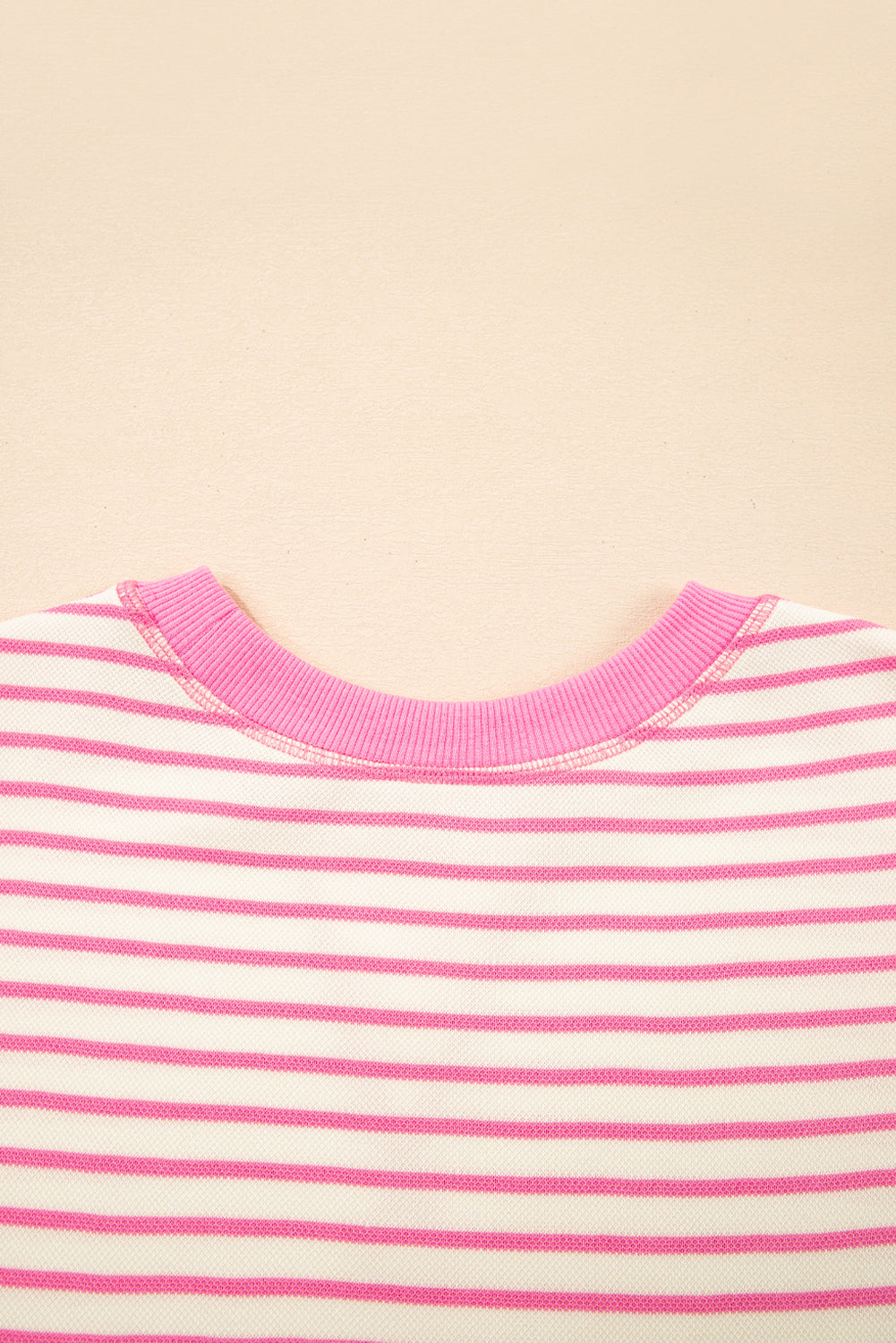 Sachet Pink Striped Ruffle Sleeve Round Neck Top