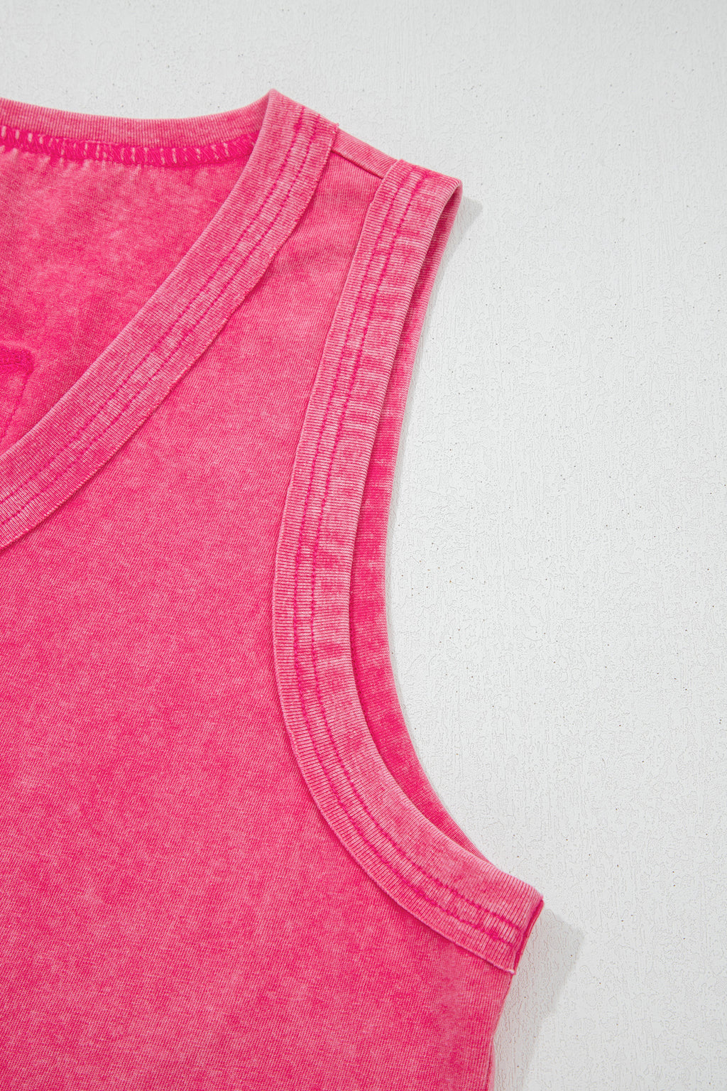Rose Red Mineral Wash V Neck Tank Top