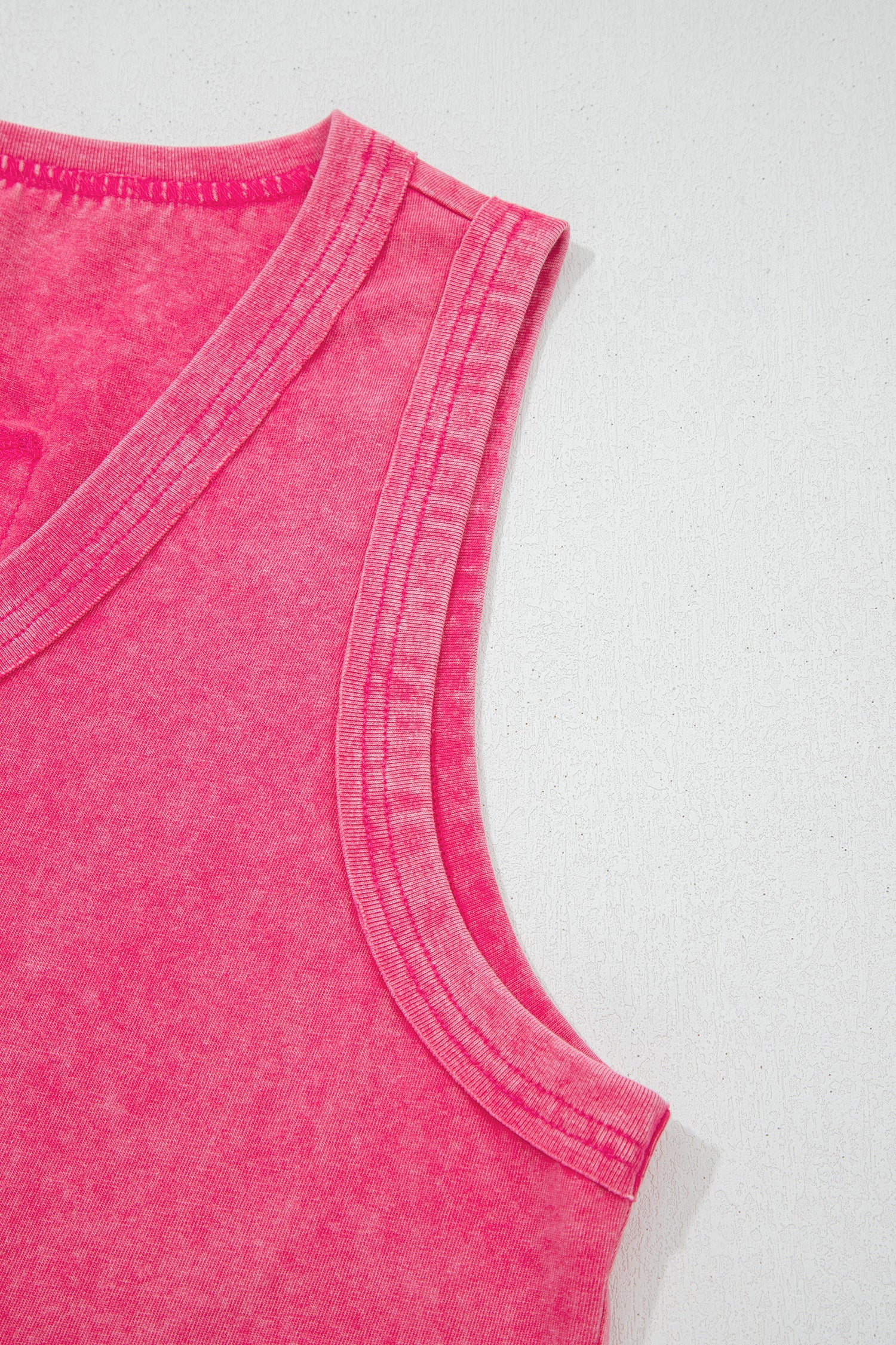 Rose Red Mineral Wash V Neck Tank Top